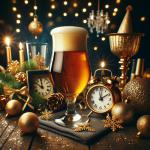 DALL·E 2023-12-31 09.19.41 - A decorative, professional photo of beer with New Years Eve decorations. The focus is on a beautifully presented beer glass, with rich golden beer an.png